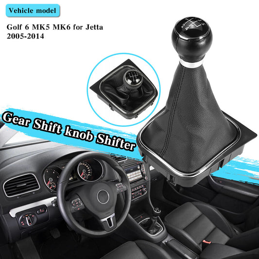 ya 11 6.5 5 Speed Car Gear Shift Knob Gear stick Gaiter Boot Kit For 6 MK5 MK6 2005?2014