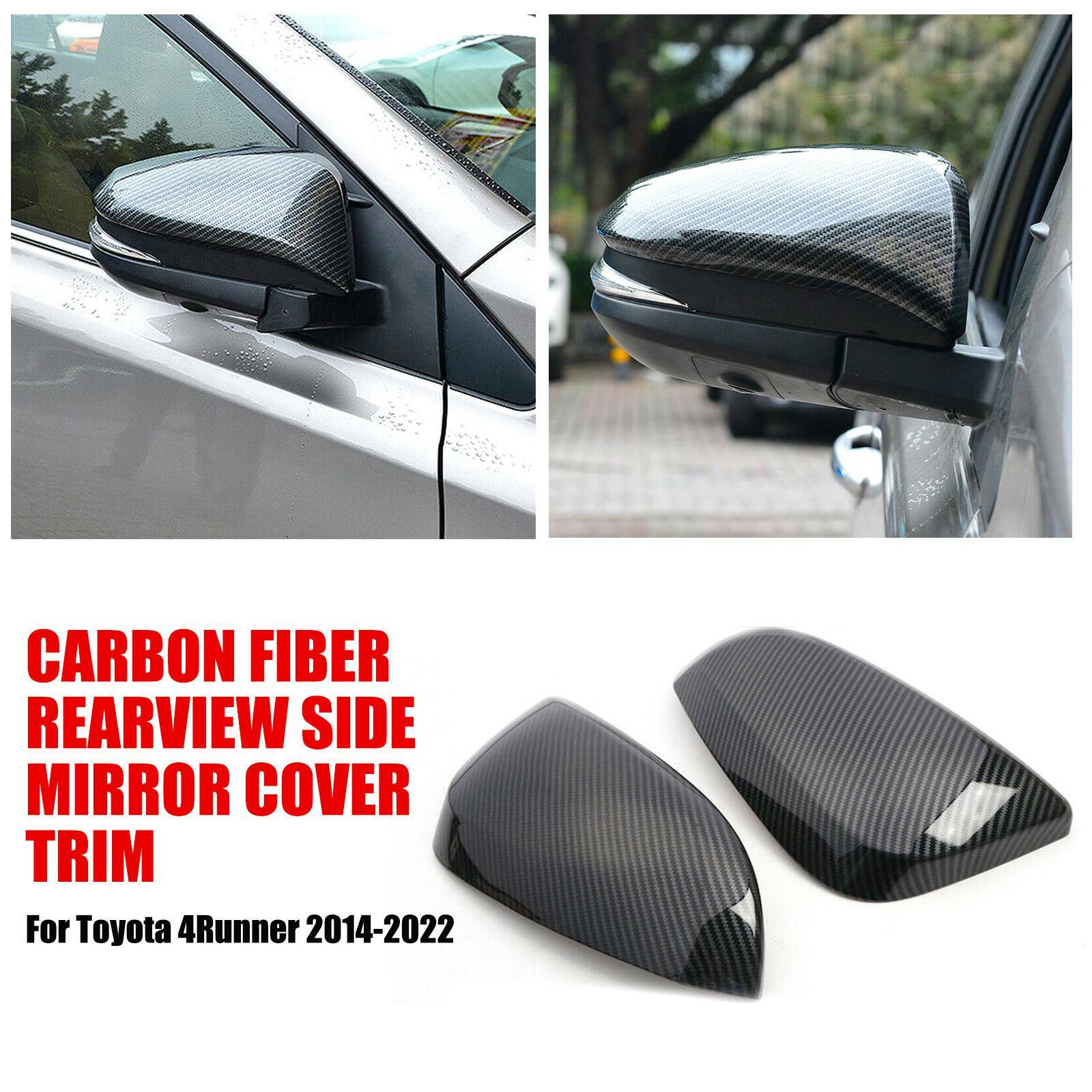 ya 1 8.5.3 2pcs Carbon Fiber Side Rearview Mirror Cover Caps for 4Runner 14-22 AT