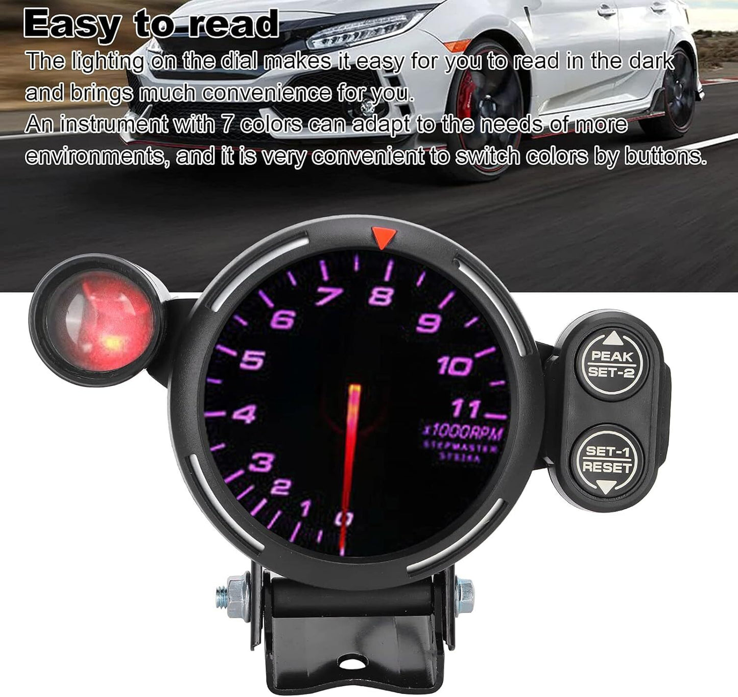 ya 2 6.26 RPM Tacho Specifications 3.15 Inch Car Tachometer RPM Meter 7 Colors Highly Sensitive