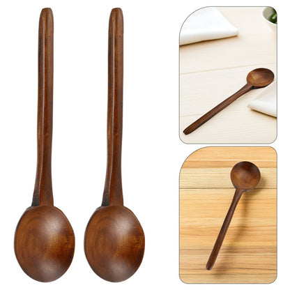ya 26 2 Pcs Long Handle Wooden Kitchen Utensils Chinese Soup Spoon Japanese