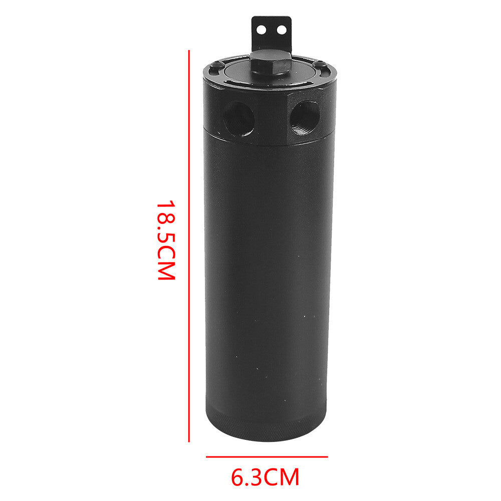 ya 1 8.5.2 Universal 3/8 NPT Baffled 2-Port Oil Catch Can Tank w/ Breather Filter Aluminum