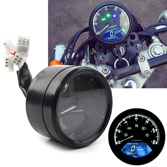 ya 2 6.29 LCD Digital Universal Motorcycle Odometer Speedometer Tachometer 12000RPM Gauge