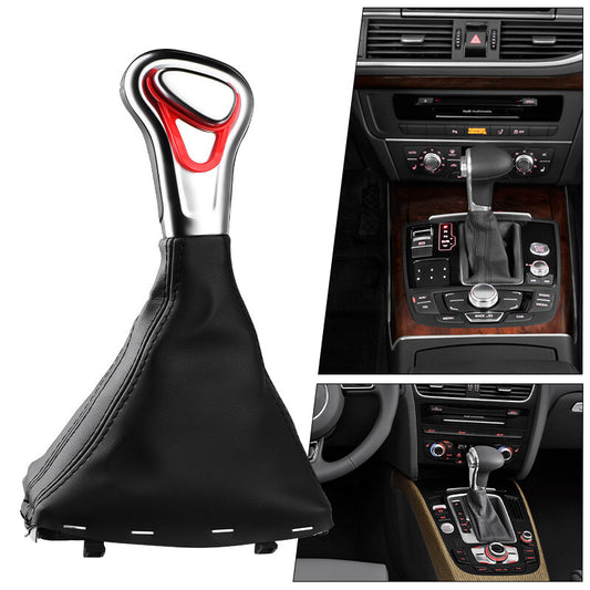 ya 11 6.5 Black Gear Shift Knob Shifter Leather Gaiter Boot Cover for Audi A4 A5 A6 Q5 Q7