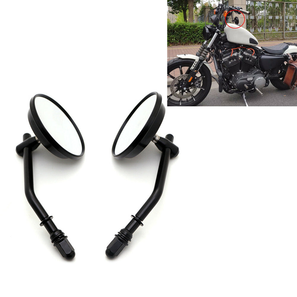 ya 4 6.21 3 Black Round Rear View Side Mirrors for Harley dyna Fatboy Softail Sportster