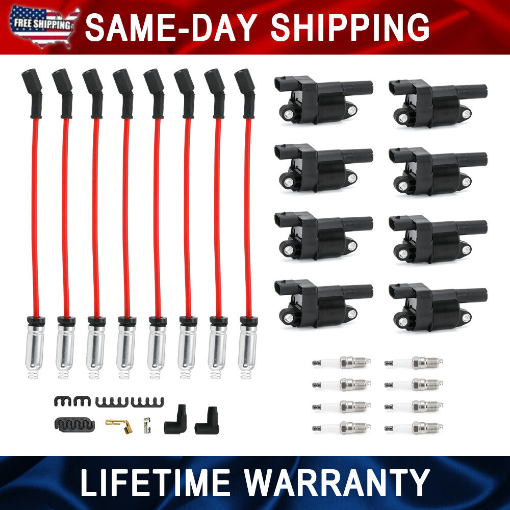 ya 5 8.7 8Pack Ignition Coil and Spark Plug+ Wire for GMC for Chevy for Silverado 1500 Tahoe 5.3L