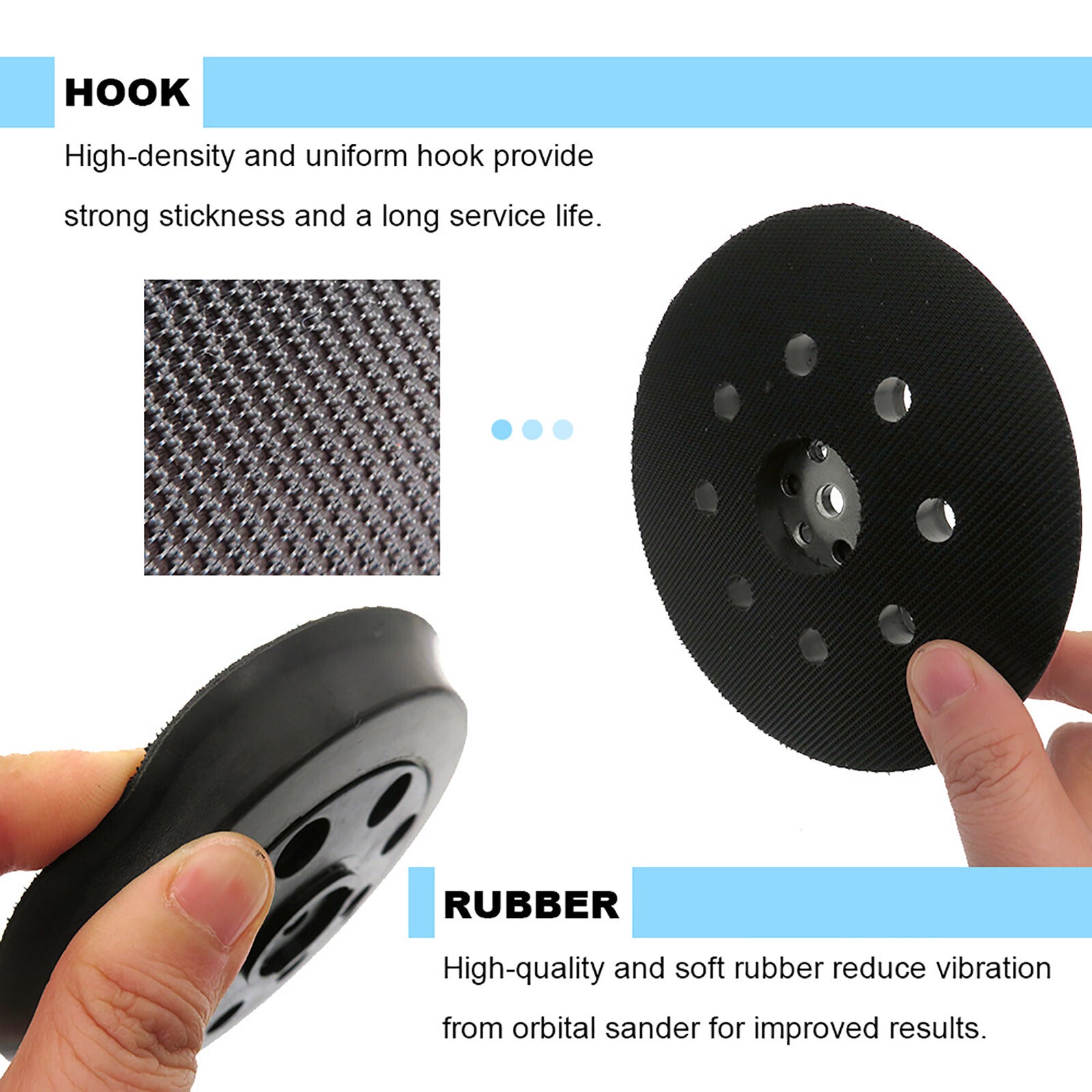 ya 14 5 Inch 9 Holes Hook Loop Sanding Backing Pad for PEX 125 al Sanders