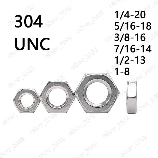 304 Stainless Steel Hexagon Thin Nuts 1/4 5/16 3/8 7/16 1/2 5/8 3/4 7/8 1