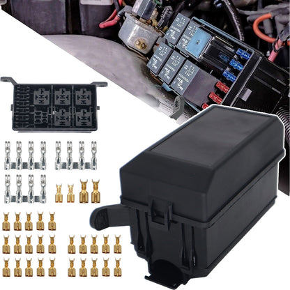 ya 5 8.7 Automotive 12-Slot Relay Box 6 Relays Slots Car Fuse Holder Block With Terminals