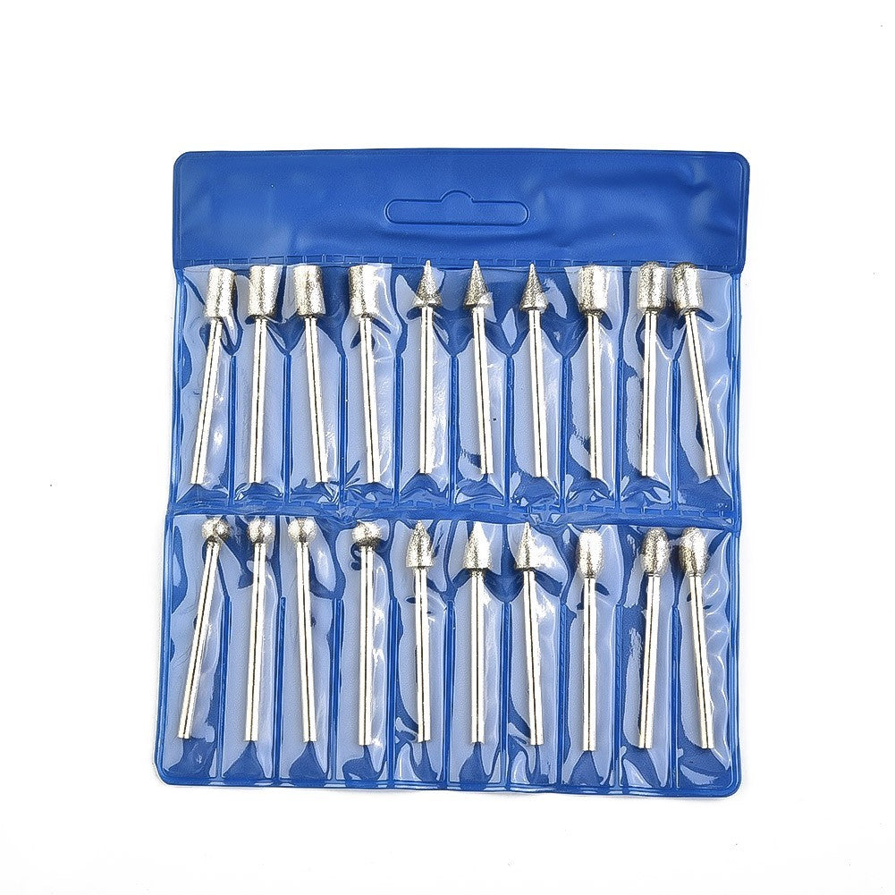 ya 17 Electroplated Burr Drill Bits Carving Engraving Cutting Polishing Metal