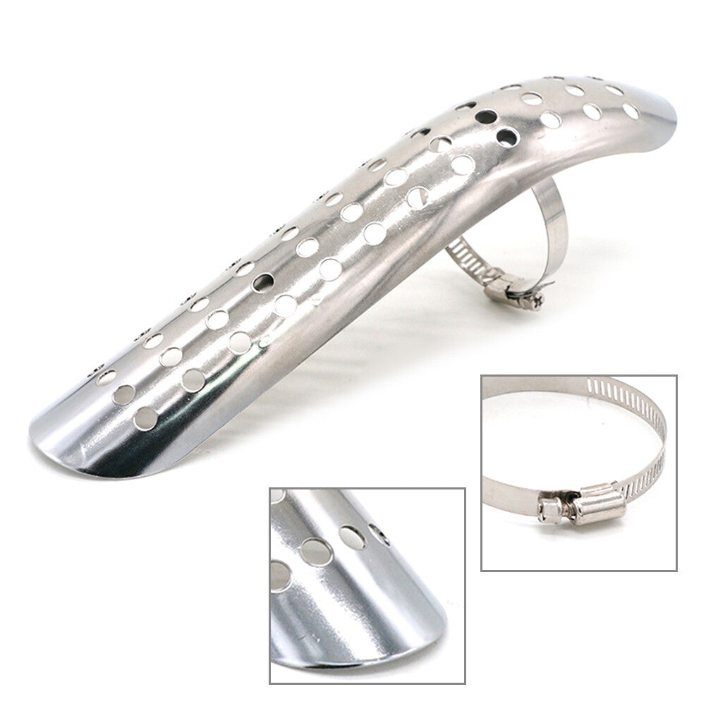 ya 2 6.30 Universal Silver Motorcycle Muffler Pipe Heat Shield Cover Heel Guard