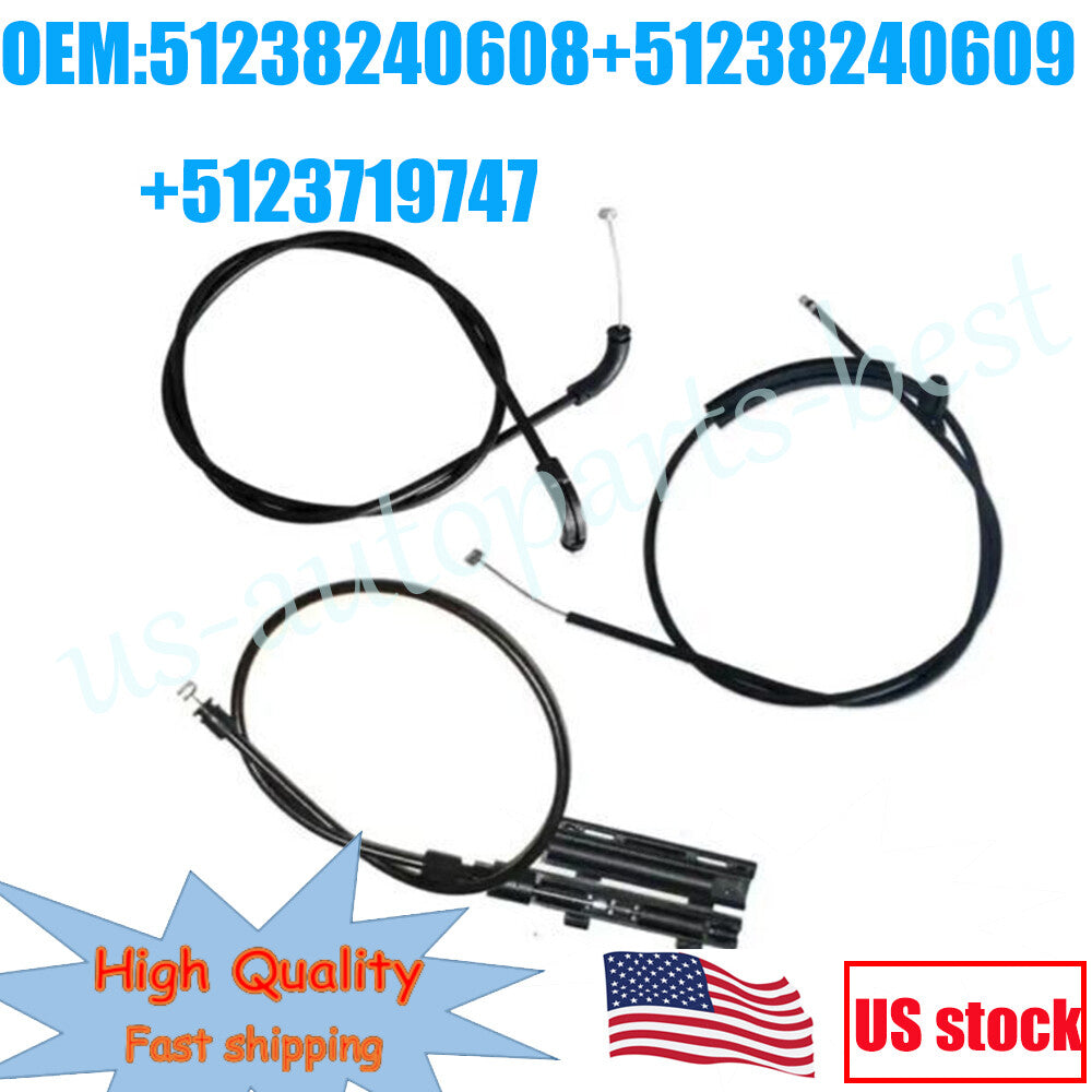 ya 10 5.28.3 for BMW E65 E66 7er 3PCS Engine Hood Release Cable Bowden Cable Kit
