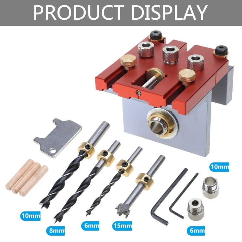ya 17 3 in Woodworking Doweling Jig Adjustable Drilling Guide Puncher Locator Tools
