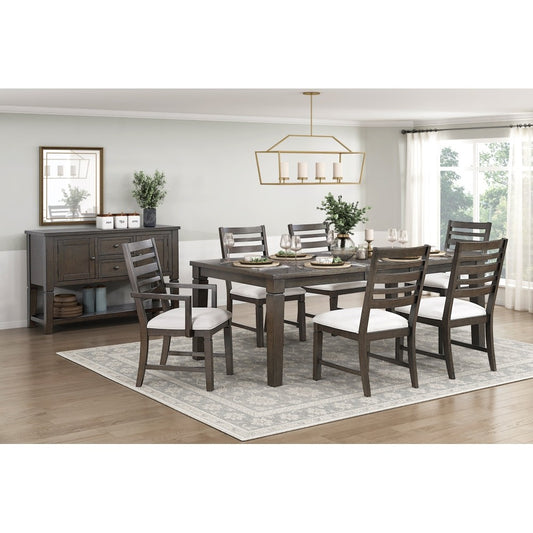 ya 28 7pc Dark Espresso Classic Dining Set - Table (Extension Leaf), 6Pc Arm Chairs