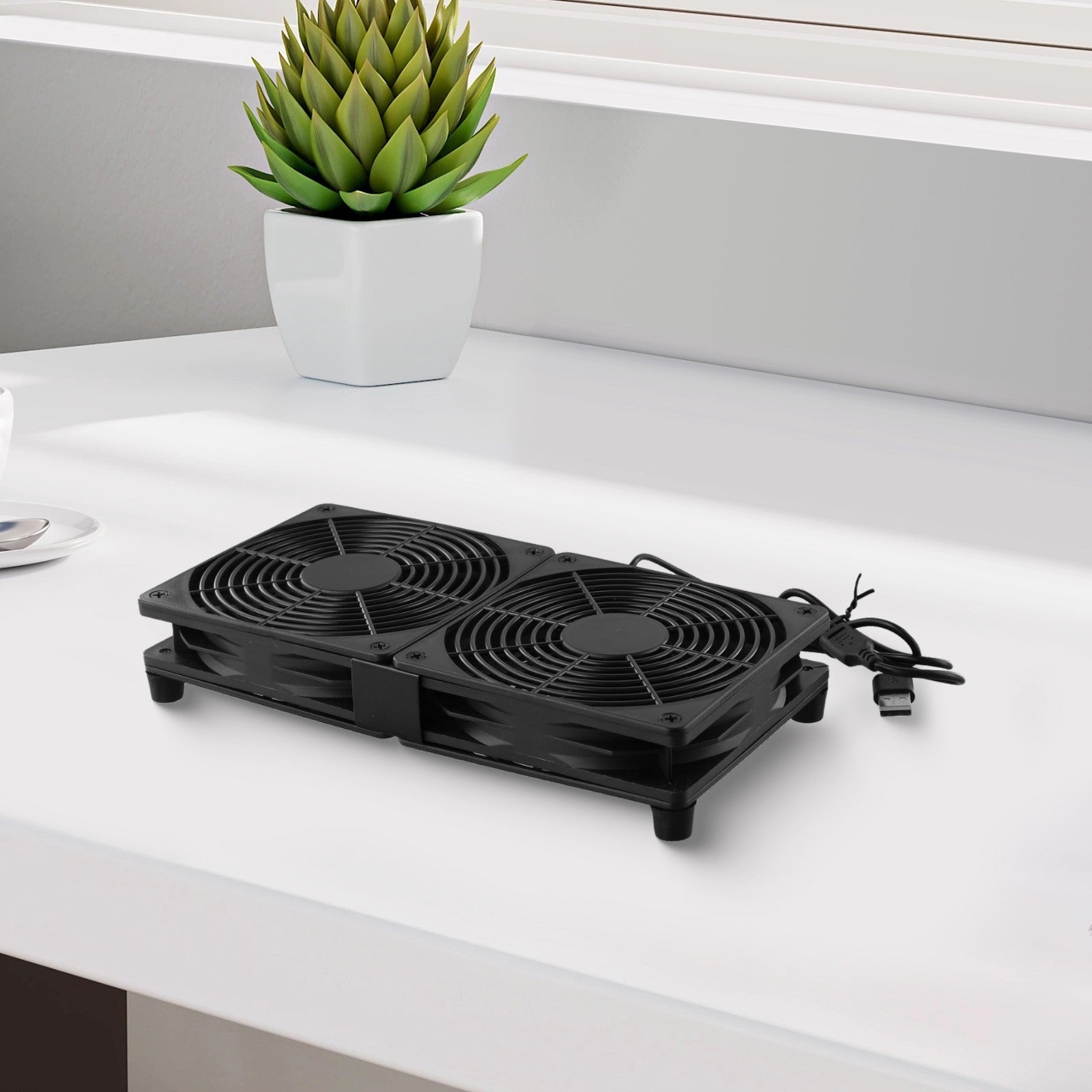 ya 25 Space Saving Cooling Solution 5V USB Powered Dual Fan for PCs and Game Consoles