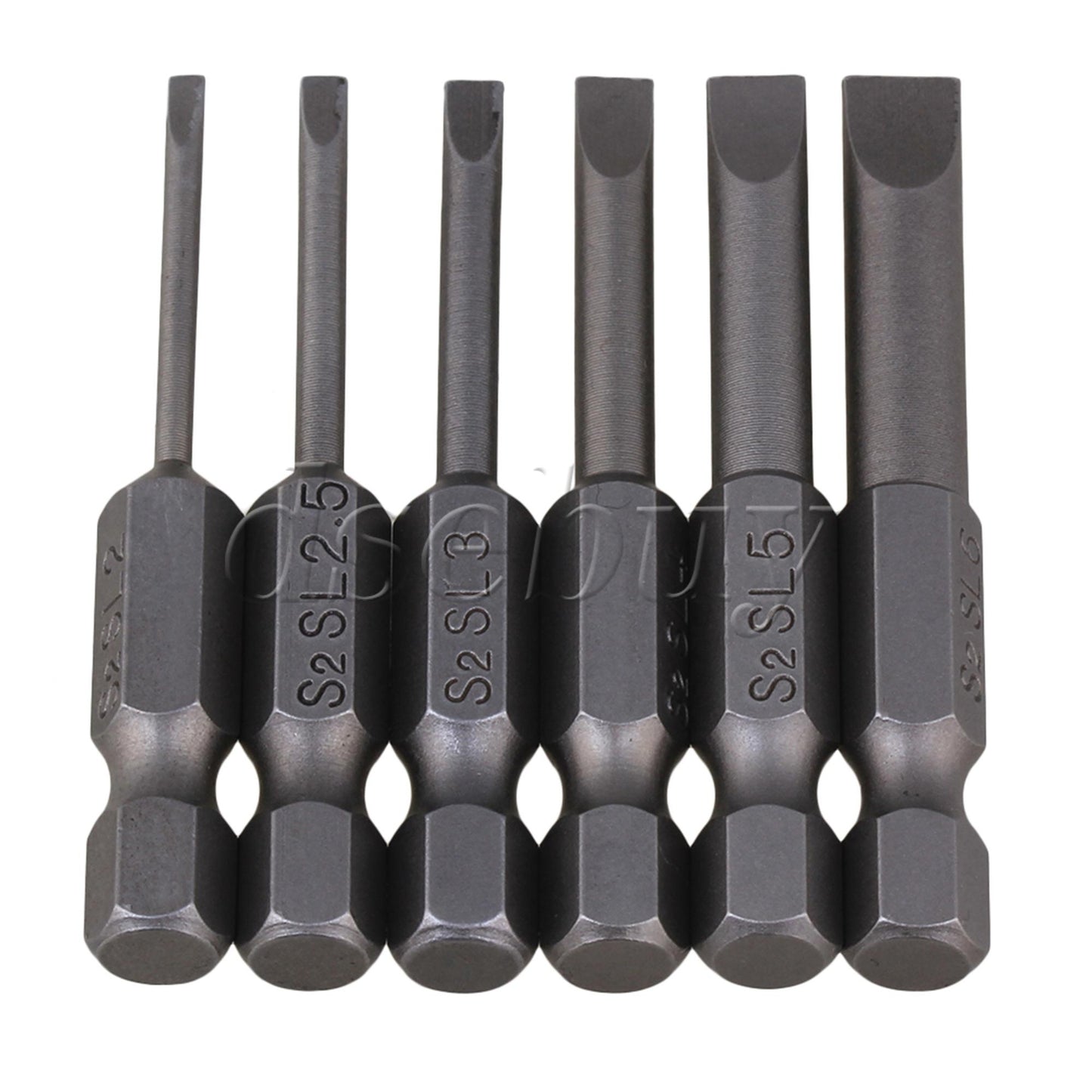 ya 26 18 Pieces S2 Steel Hex Handle Flat Head Screwdriver Bits 1/4 Inch