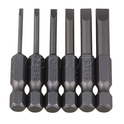 ya 26 18 Pieces S2 Steel Hex Handle Flat Head Screwdriver Bits 1/4 Inch