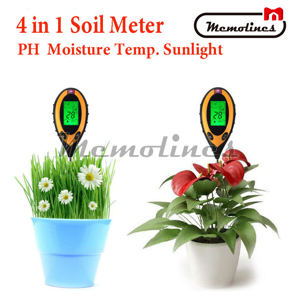 ya 26 4 In 1 LCD Digital Soil Moisture Temperature Sunlight Garden PH Tester Meter