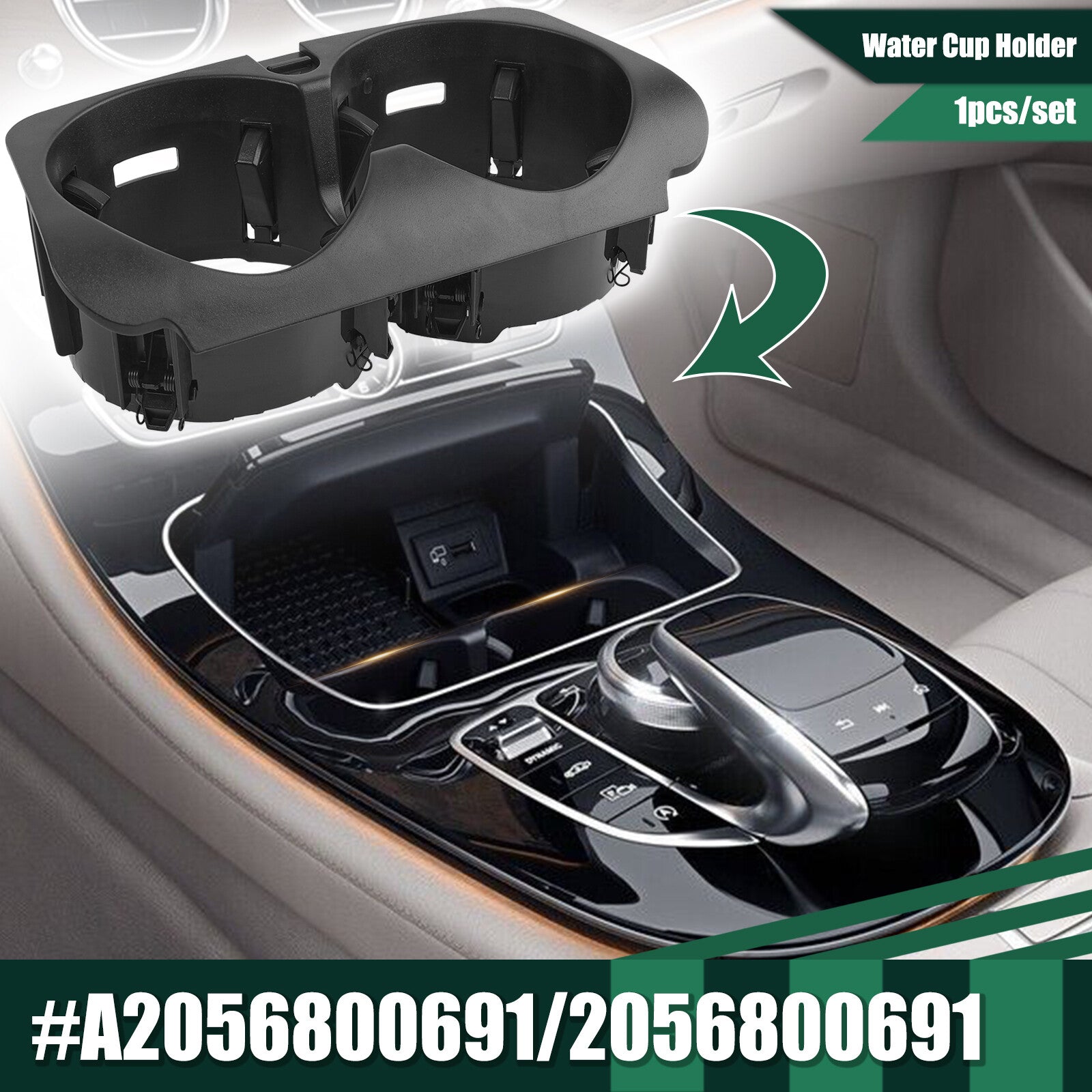 ya 4 6.21 Cup Holder Cup Holder for Mercedes-benz W205/W213/W447 Black A2056800691
