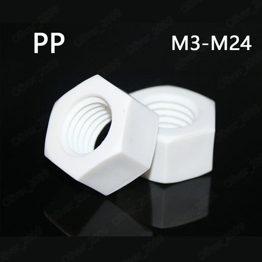 PP Polypropylene Plastic Hexagon Nuts Hex Nuts M3 M4 M5 M6 M8 M10 M12 M14-M24