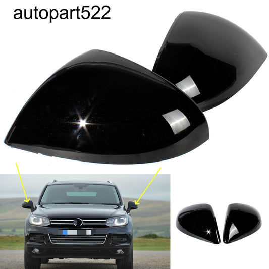 ya 7 6.10 Pair Black Painted Mirror Cover Cap for VW Touareg 2011-2014 Mirror Housing