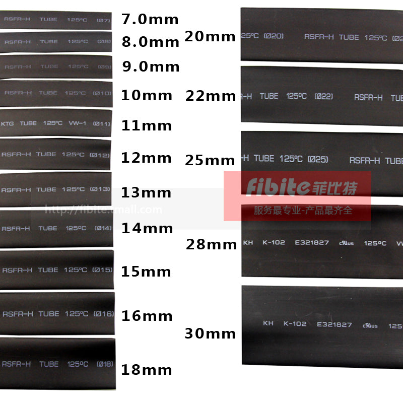 Dia.1/2/3/4/6/8/10/20/25/40/50mm Heat Shrinkable Tube Shrink Tubing Wire Sleeve