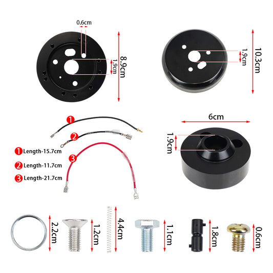 ya 8 5.27 Blk Steering Wheel Polished Hub Adapter 5 & 6 Hole Flame River Ididit GM for Chevrolet 