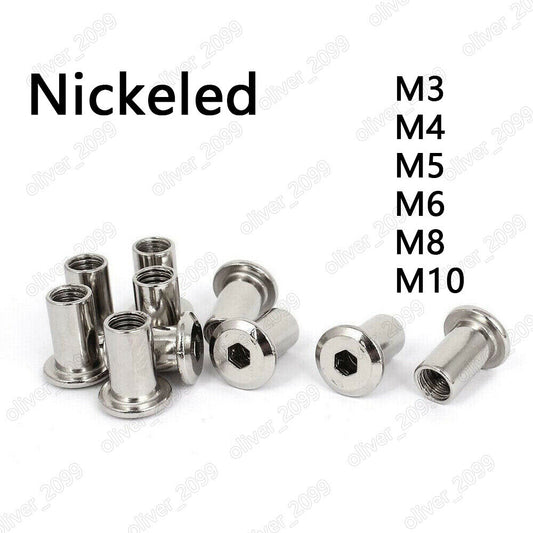 M3 M4 M5 M6 M8 M10 Nickel Rivet Cap Nuts Hex Socket Furniture Connector Barrel