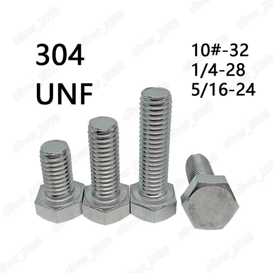 Fine Thread 304 Stainless Steel Hexagon Bolt Hex Head Cap Screws 10# 1/4 5/16