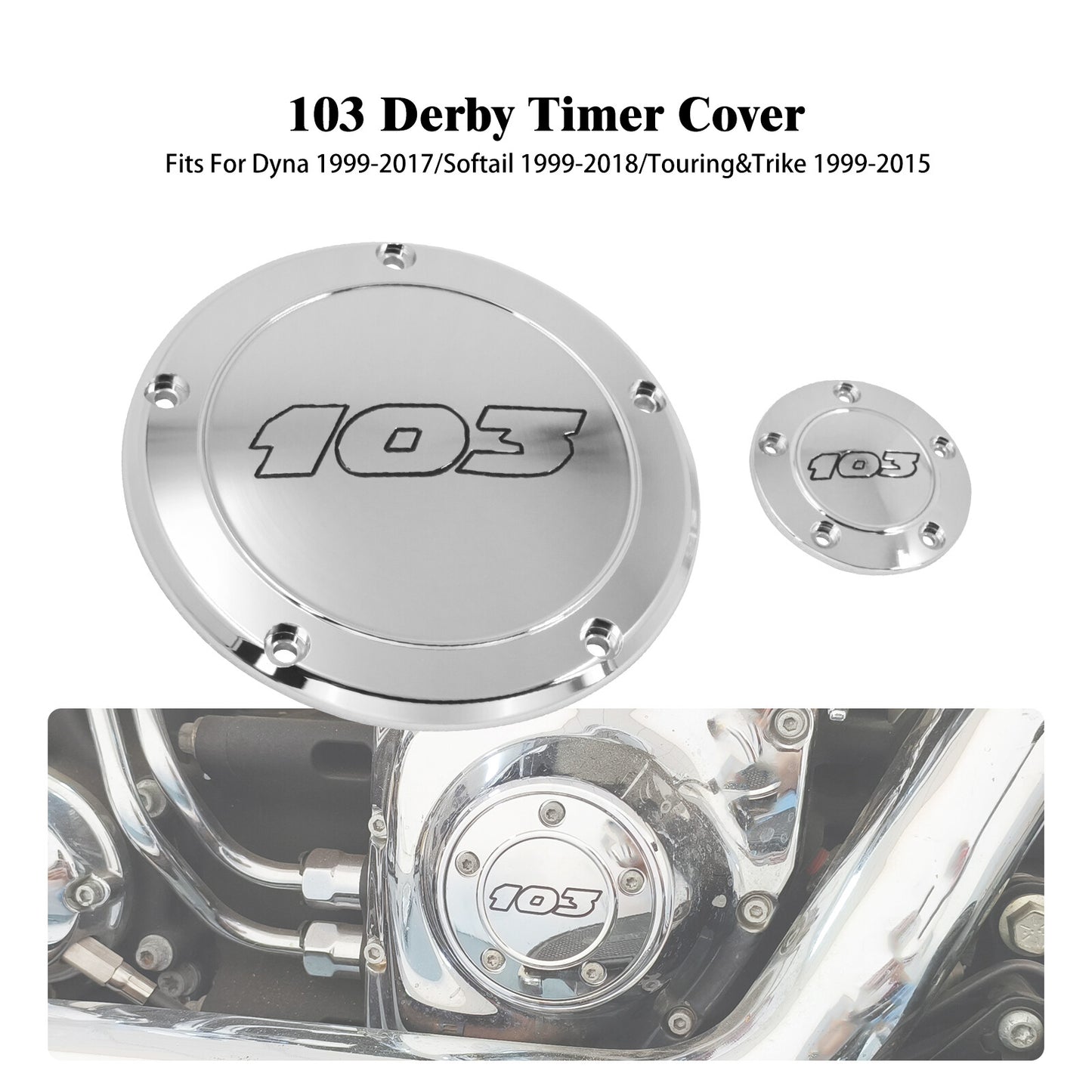 ya 1 7.4 Chrome 103 Derby Timing Timer Cover for Harley Touring Road Electra Glide 99-15