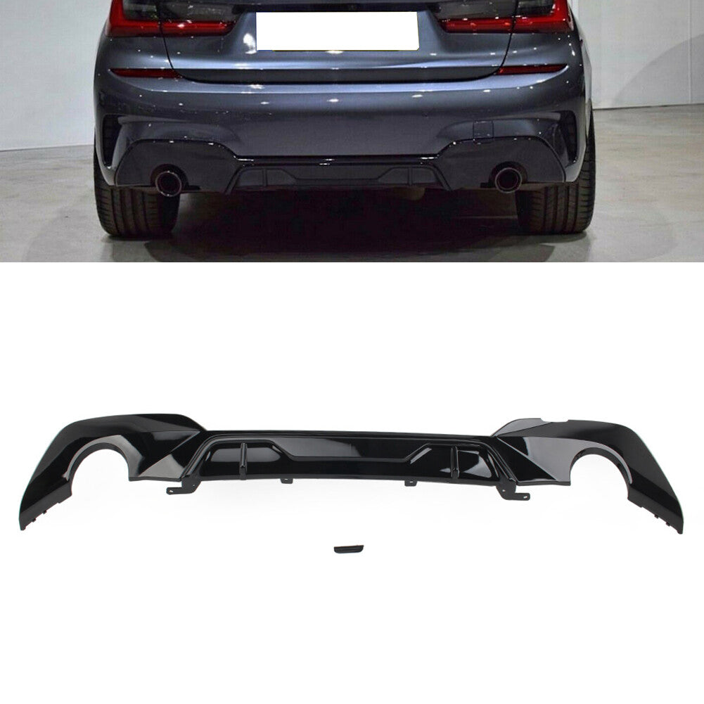 ya 4 6.17 Rear Bumper Lip Diffuser Lip for BMW 3 Series G20 G21 G28 2019+ Glossy Black cl