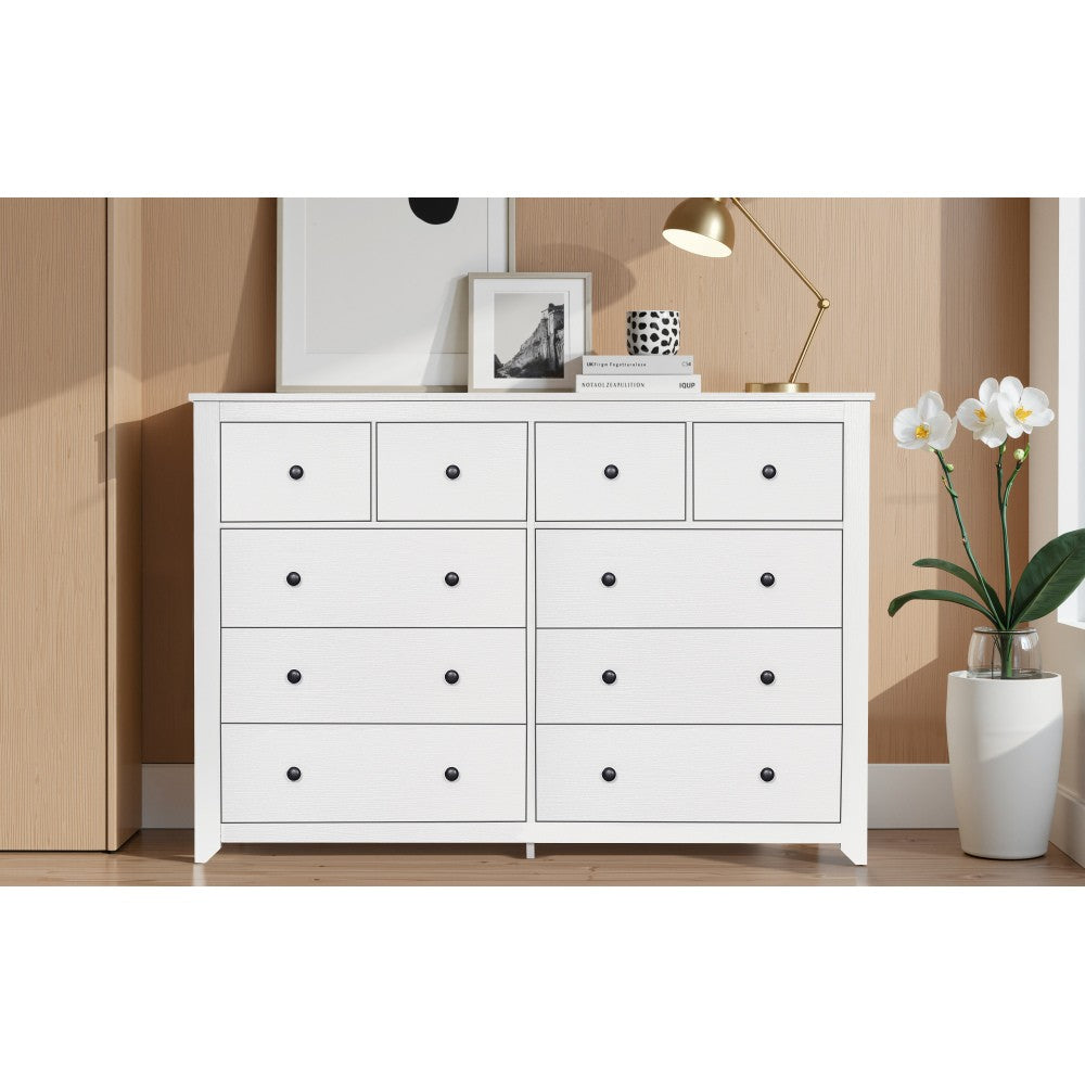 ya 28 Modern 10-Drawer Dresser White - Wide Chest of Drawers, Ample Storage,Sturdy