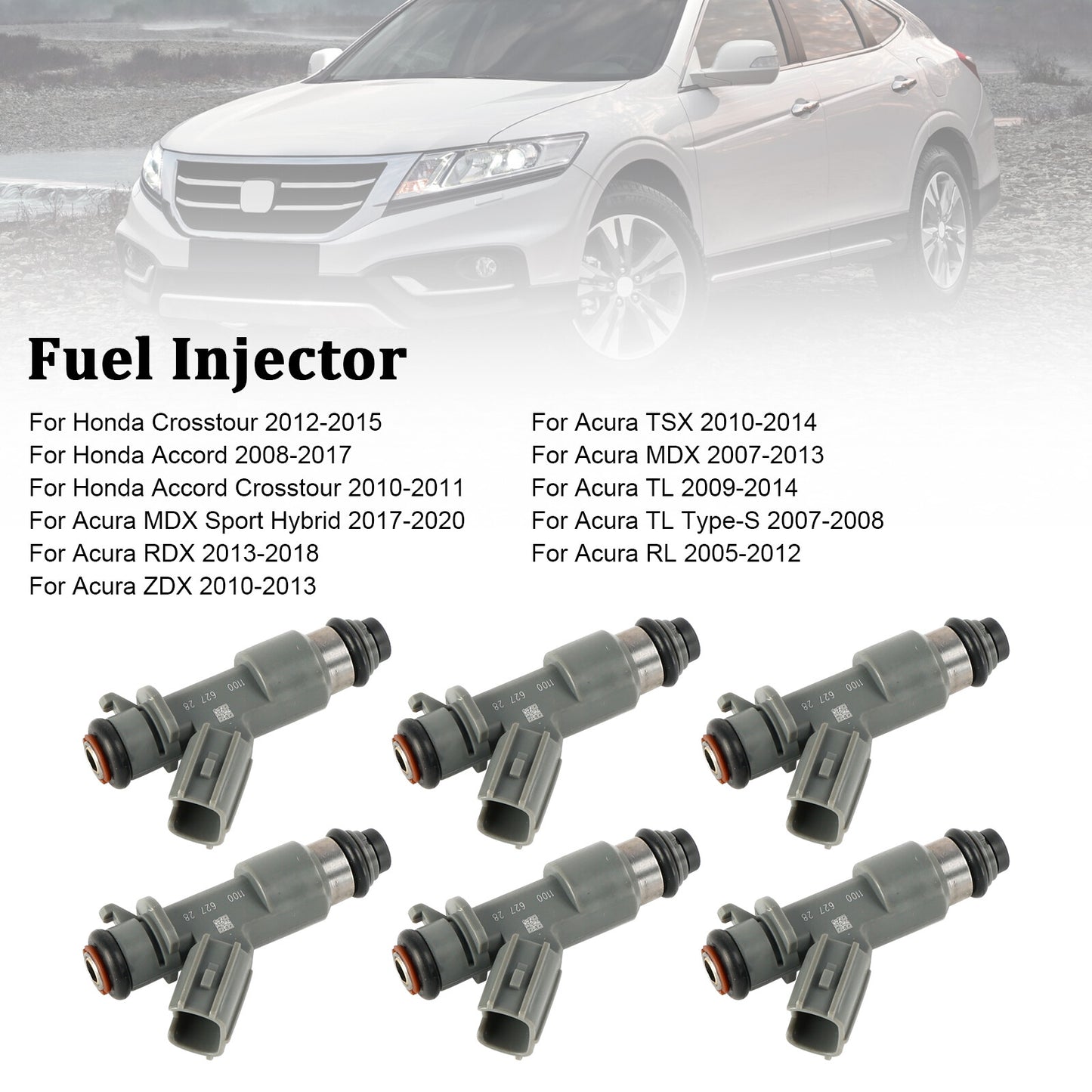 ya 1 8.5.1 6PCS Fuel Injector 16450-R70-A01 For Accord Crosstour MDX 3.0L 3.5L 3.7L V6