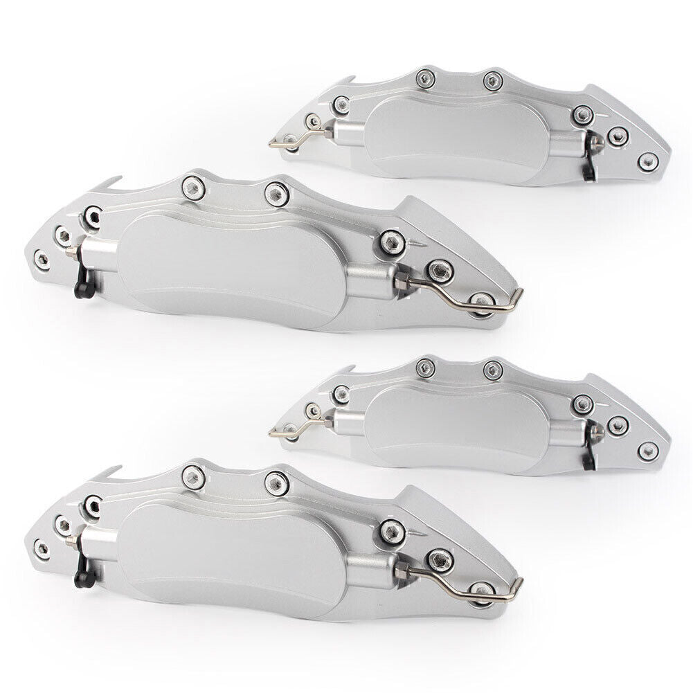 ya 10 5.28 10.5 Metal 3D ENDLES Front Brake Caliper Cover Large Silver Universal 4pcs
