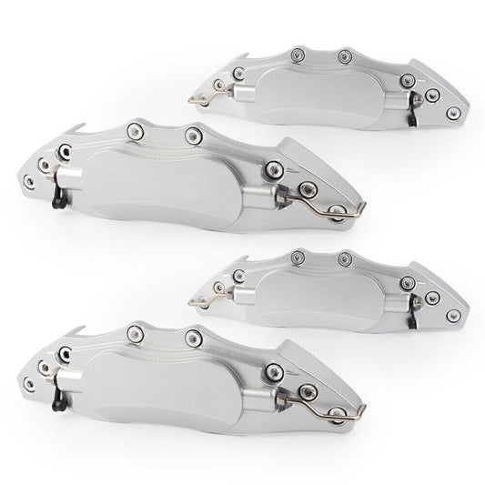 ya 10 5.28 10.5 Metal 3D ENDLES Front Brake Caliper Cover Large Silver Universal 4pcs