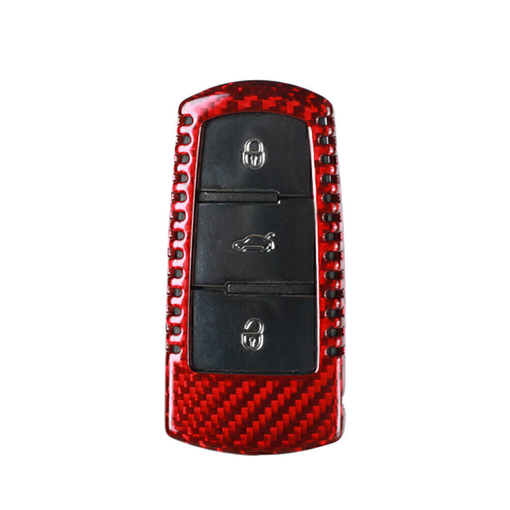 ya 5 8.7 Car Remote Key Fob Cover Case Fit 2009-2012 for VW CC for Passat B6 Carbon Fiber Red wa