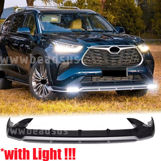 ya 11 10.28 Front Bumper Lip Spoiler Grill protect w/ Llight Fits Highlander 22-23 n