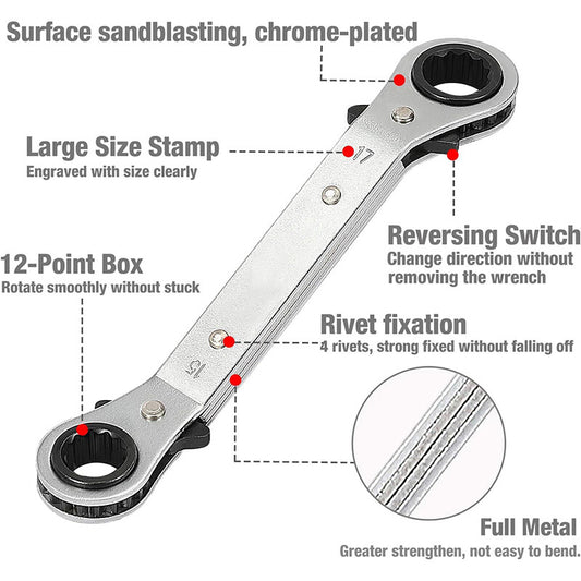 ya 1 7.3 5-Piece Offset Ring Ratchet Wrench Set Tool Wrench Double-Sided Headline Narrow