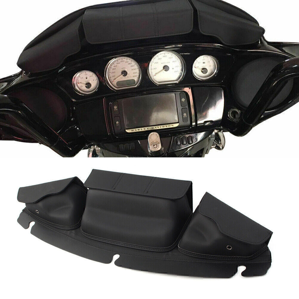 ya 12 5.21 3Pouch Windshield Batwing Fairing Pocket Bag for Harley Touring FLHX FLHTK FLHXS