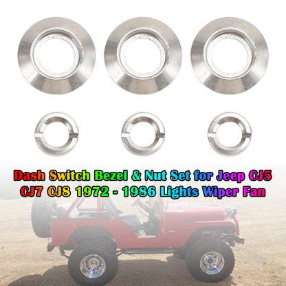 ya 1 8.12 baidi Dash Switch Bezel & Nut Set Fits for Jeep CJ5 CJ7 CJ8 1972-1986 Lights Wiper Fan