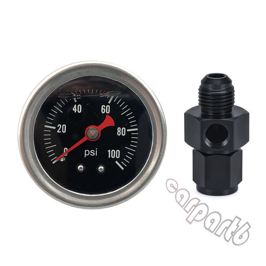 ya 2 6.26 Fuel pressure gauge fluid pressure 0-100psi 1/8 inch NPT with 6 adapter