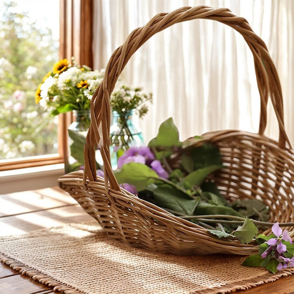 ya 15 10.20 Natural Willow Basket for Fruit Storage Picnic Carrying