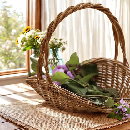 ya 15 10.20 Natural Willow Basket for Fruit Storage Picnic Carrying