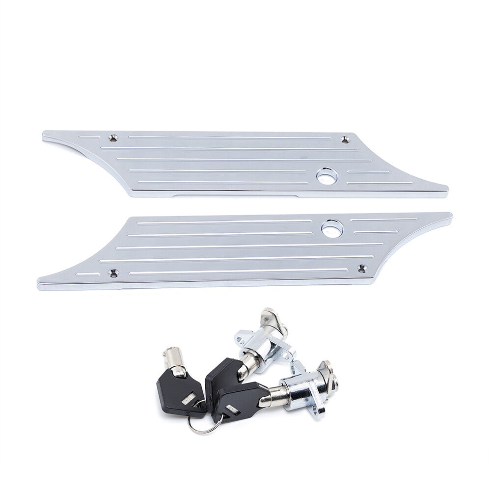 ya 12 5.21 Chrome Billet Saddlebag Latch Cover Lock Key Set for Harley Electra Street Glide