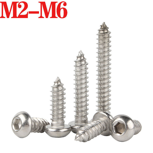 Button Head Socket Cap Self Tapping Screws Hex Drive A2 304 Stainless M2 M2.5-M6