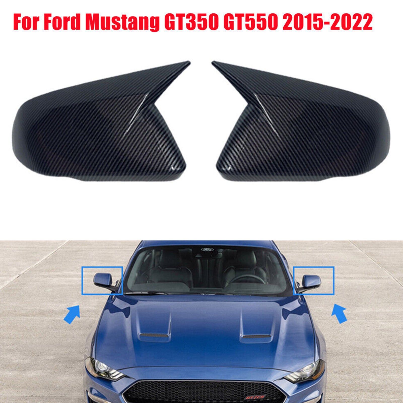 ya 1 8.5.2 Suitable for 2015^2022 for Mustang Carbon Fiber M Corner Mirror Caps. ^