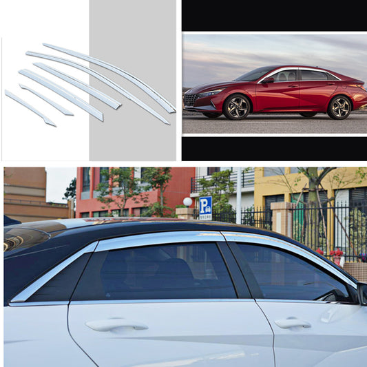 ya 4 6.17 6x for Hyundai for Elantra 2021-23 ABS Chrome Window Visor Vent Shade Sun Rain Guard
