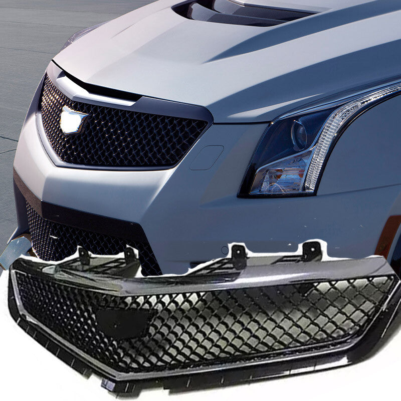 ya 10 10.28 Front Upper Bumper Mesh Grill Grille for Cadillac ATS-V 2013-2019 Paint Bla