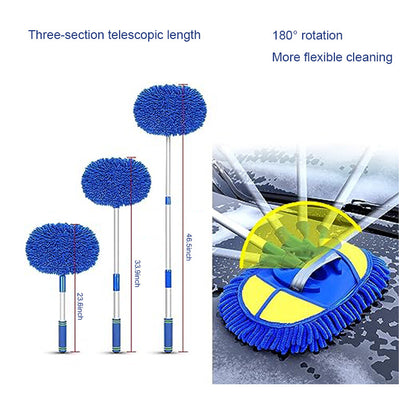 ya 5 8.7 Microfiber Car Wash Brush Mop Kit with stretchable Long Handle Car Cleaning Blue