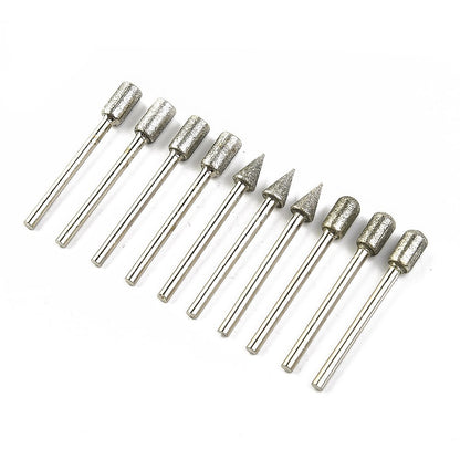 ya 17 Electroplated Burr Drill Bits Carving Engraving Cutting Polishing Metal