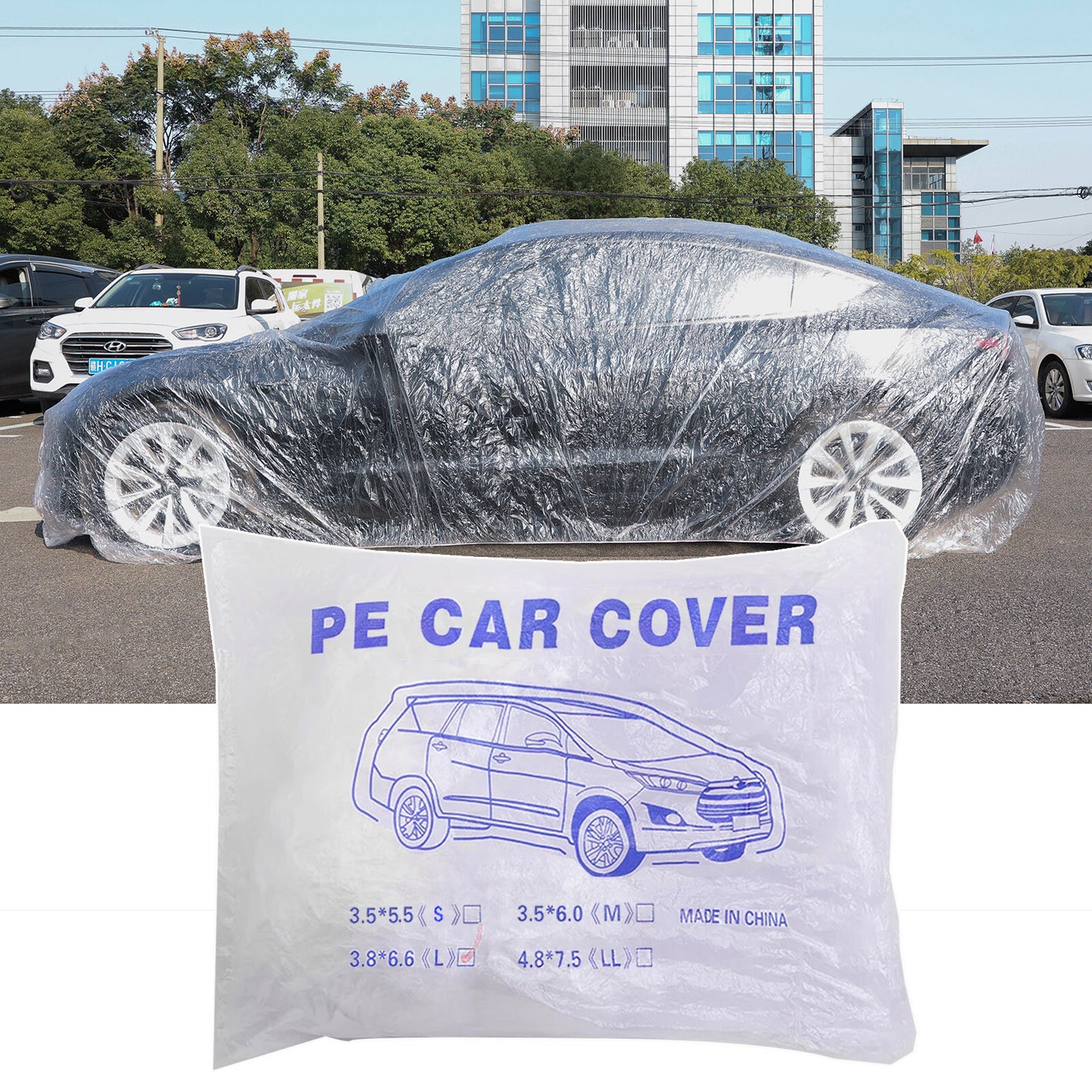ya 2 6.26.2 Disposable Car Cover Clear Temporary Plastic Waterproof Outdoor PE 3.8x6.5m Auto